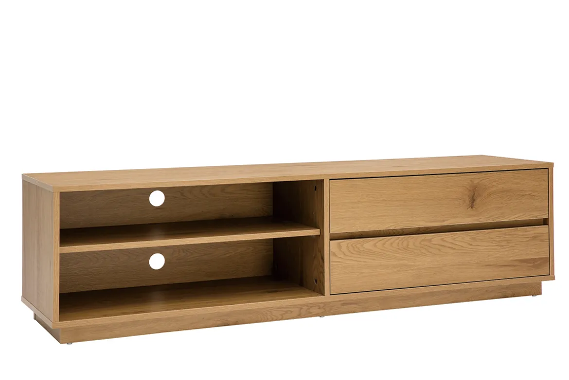 Meuble TV finition bois clair chêne 2 tiroirs L160 cm MADERO