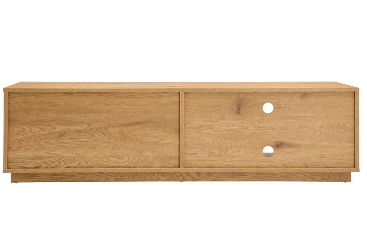 Meuble TV finition bois clair chêne 2 tiroirs L160 cm MADERO