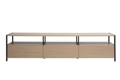 Meuble TV finition bois clair chêne et métal noir L180 cm MAXENCE