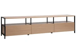 Meuble TV finition bois clair chêne et métal noir L180 cm MAXENCE
