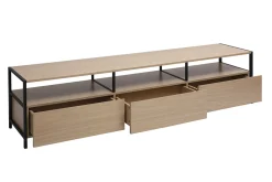 Meuble TV finition bois clair chêne et métal noir L180 cm MAXENCE
