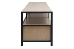 Meuble TV finition bois clair chêne et métal noir L180 cm MAXENCE