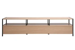 Meuble TV finition bois clair chêne et métal noir L180 cm MAXENCE