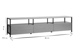 Meuble TV finition bois clair chêne et métal noir L180 cm MAXENCE