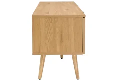 Meuble TV finition bois clair, cannage rotin et métal noir 2 portes L140 cm MANILLE