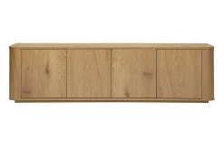 Meuble TV finition bois clair chêne 4 portes L180 cm NEGAN