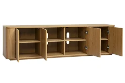 Meuble TV finition bois clair chêne 4 portes L180 cm NEGAN