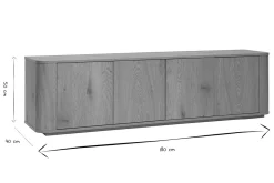 Meuble TV finition bois clair chêne 4 portes L180 cm NEGAN