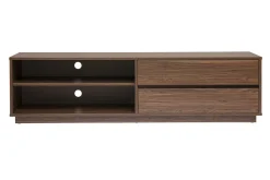 Meuble TV finition bois foncé noyer 2 tiroirs L160 cm MADERO