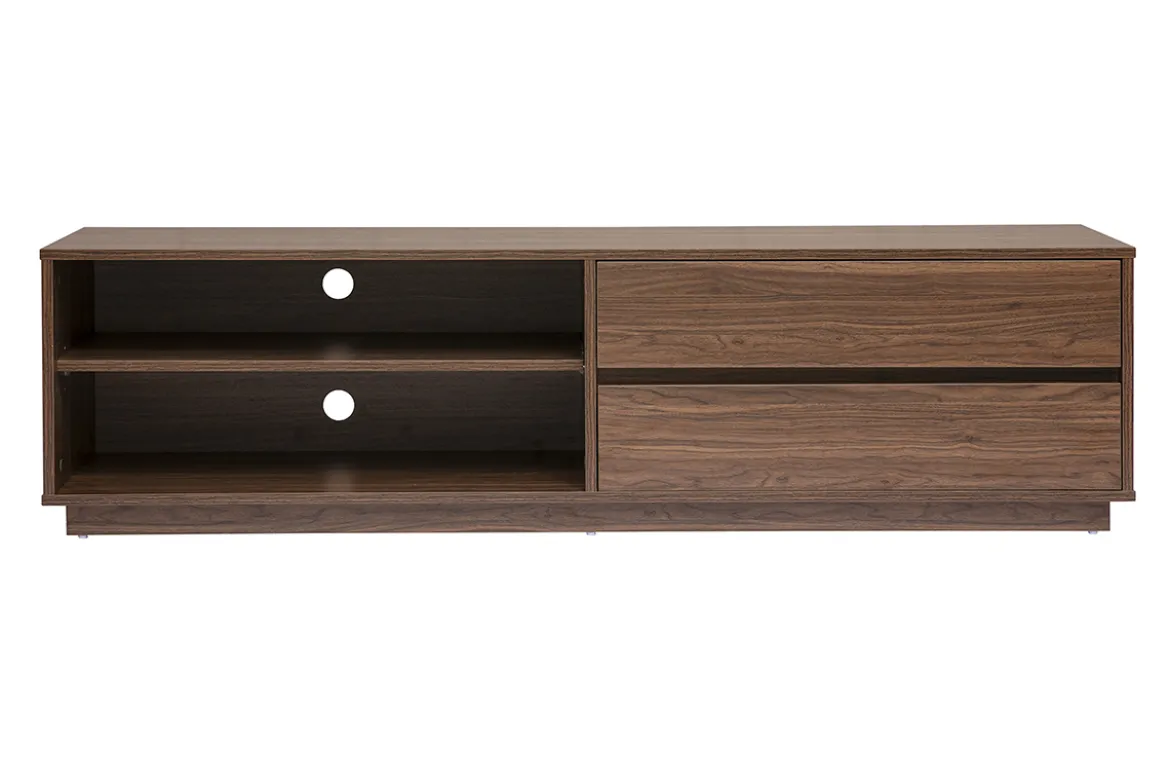 Meuble TV finition bois foncé noyer 2 tiroirs L160 cm MADERO