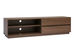 Meuble TV finition bois foncé noyer 2 tiroirs L160 cm MADERO