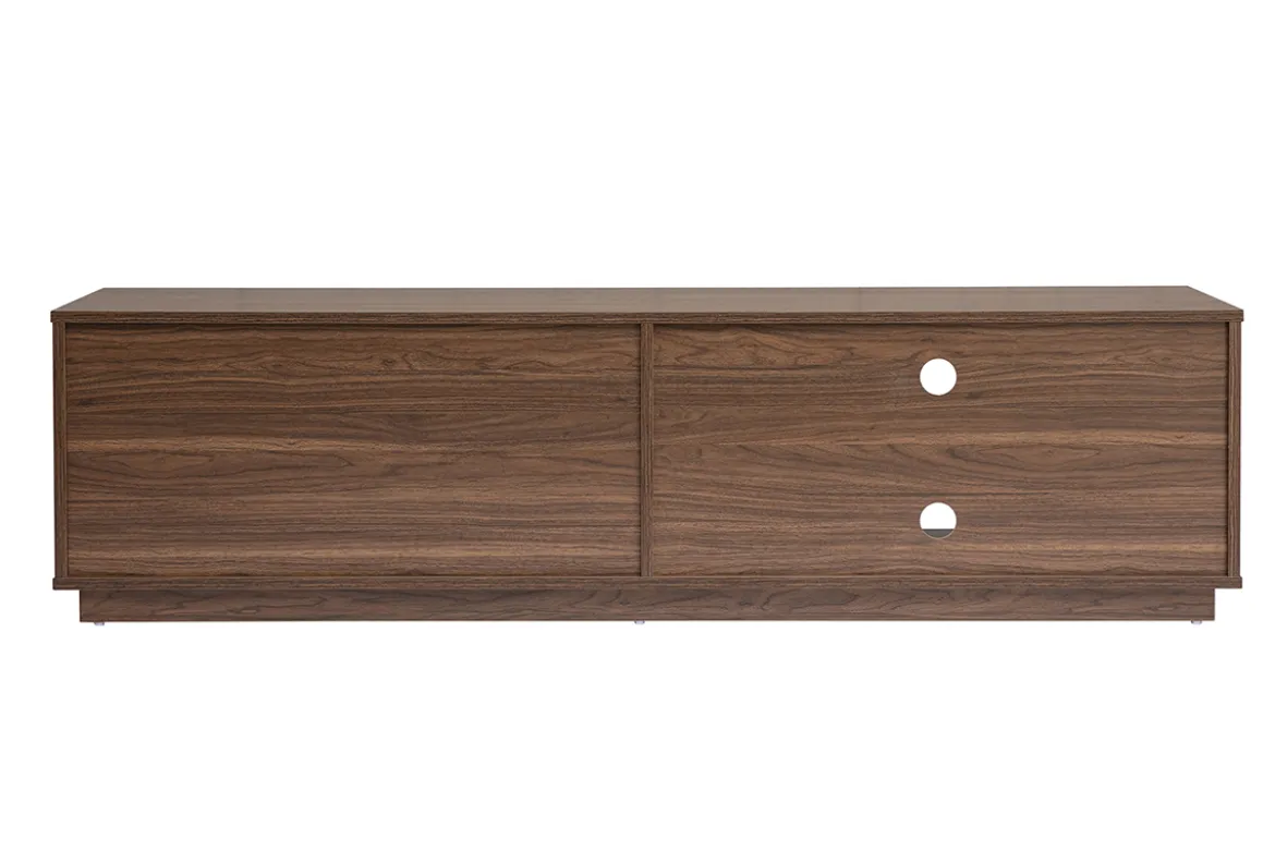 Meuble TV finition bois foncé noyer 2 tiroirs L160 cm MADERO