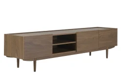Meuble TV finition bois foncé noyer 3 portes L180 cm SANAA