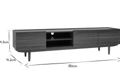 Meuble TV finition bois foncé noyer 3 portes L180 cm SANAA