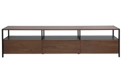 Meuble TV finition bois foncé noyer et métal noir L180 cm MAXENCE