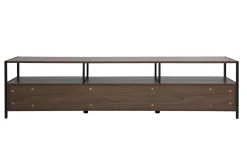 Meuble TV finition bois foncé noyer et métal noir L180 cm MAXENCE