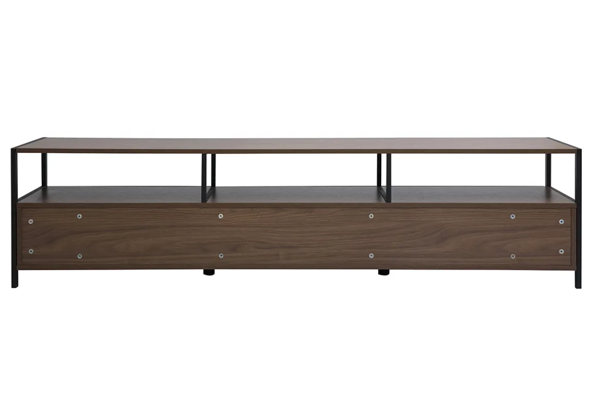 Meuble TV finition bois foncé noyer et métal noir L180 cm MAXENCE