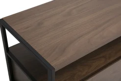 Meuble TV finition bois foncé noyer et métal noir L180 cm MAXENCE
