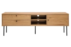 Meuble TV finition en bois clair chêne et métal noir L160 cm PERNELLE