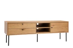 Meuble TV finition en bois clair chêne et métal noir L160 cm PERNELLE