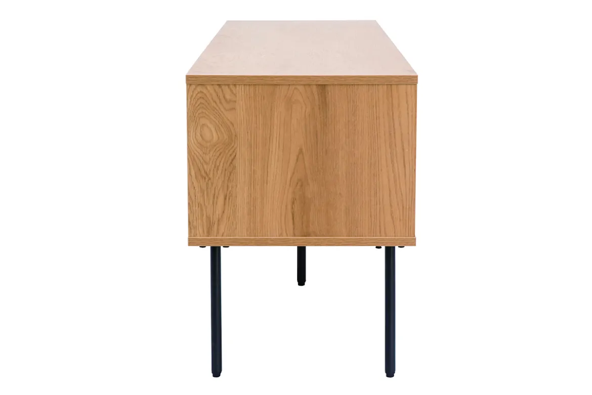 Meuble TV finition en bois clair chêne et métal noir L160 cm PERNELLE