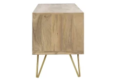 Meuble TV gravé en bois manguier massif et métal L130 LINIUM
