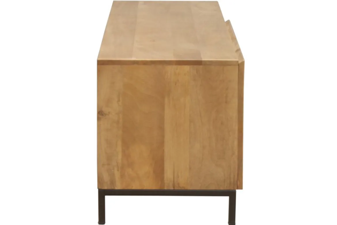Meuble TV industriel en bois manguier massif et métal L145 cm YPSTER