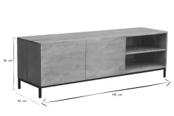 Meuble TV industriel en bois manguier massif et métal L145 cm YPSTER
