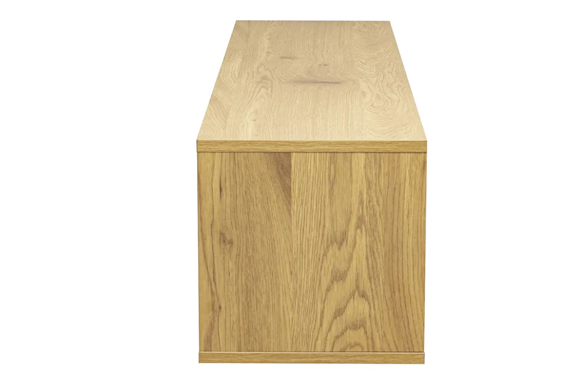 Meuble TV mural finition blanche et bois clair chêne L140 cm FLEXO