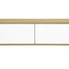 Meuble TV mural finition blanche et bois clair chêne L120 cm FLEXO