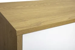 Meuble TV mural finition blanche et bois clair chêne L120 cm FLEXO