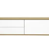 Meuble TV mural finition blanche et bois clair chêne L120 cm FLEXO