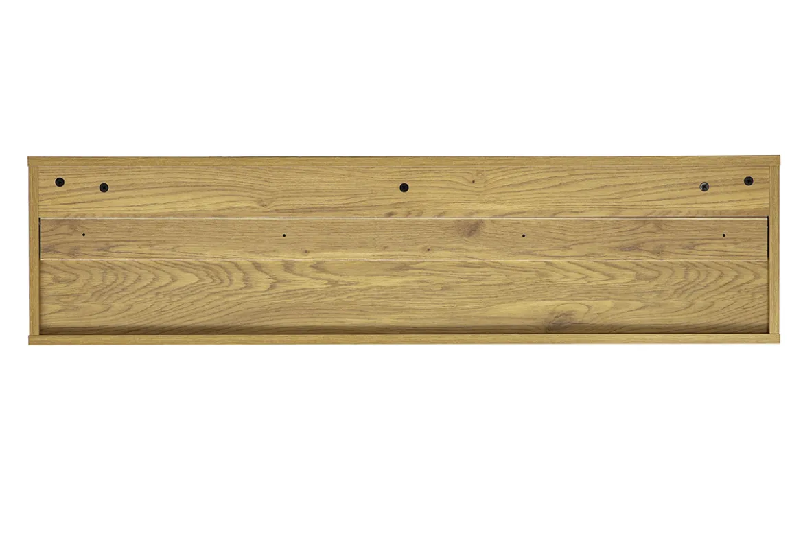 Meuble TV mural finition blanche et bois clair chêne L120 cm FLEXO