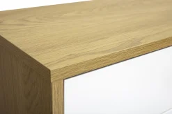 Meuble TV mural finition blanche et bois clair chêne L120 cm FLEXO