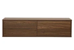 Meuble TV mural finition bois foncé noyer L120 cm FLEXO