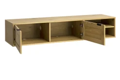 Meuble tv mural finition bois clair et cannage rotin 2 portes L150 cm MANILLE