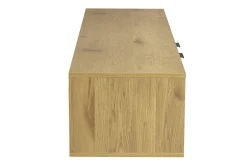 Meuble tv mural finition bois clair et cannage rotin 2 portes L150 cm MANILLE