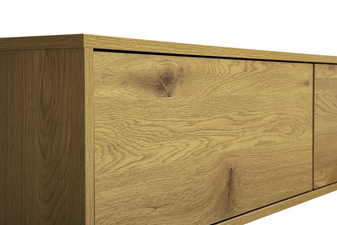 Meuble TV mural finition bois clair chêne L140 cm FLEXO