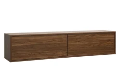 Meuble TV mural finition bois foncé noyer L140 cm FLEXO