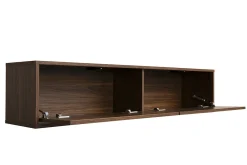 Meuble TV mural finition bois foncé noyer L140 cm FLEXO