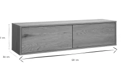 Meuble TV mural finition bois clair chêne L120 cm FLEXO