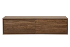 Meuble TV mural finition bois foncé noyer L120 cm FLEXO