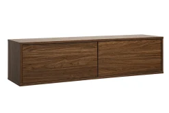 Meuble TV mural finition bois foncé noyer L120 cm FLEXO