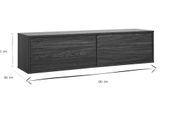 Meuble TV mural finition bois foncé noyer L120 cm FLEXO