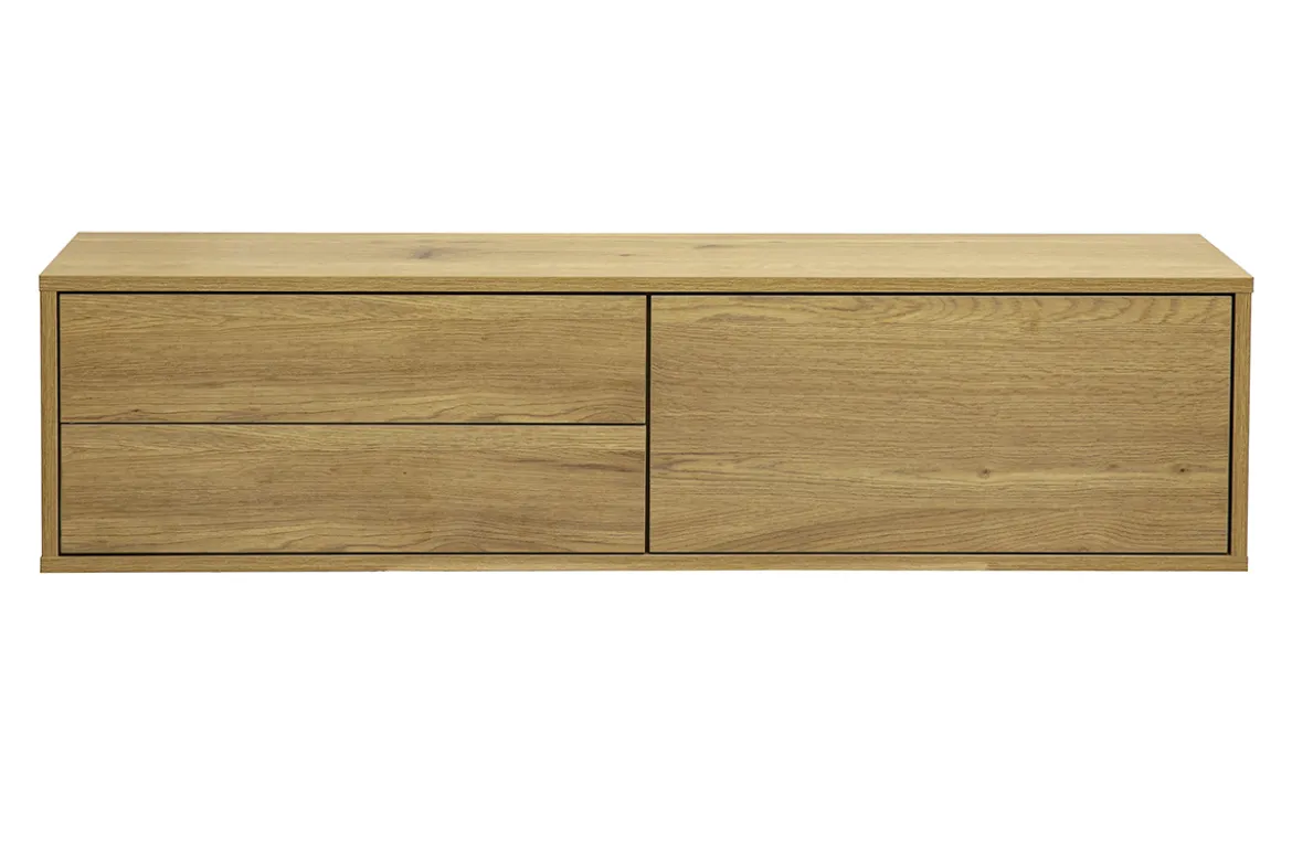 Meuble TV mural finition bois clair chêne L120 cm FLEXO