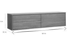 Meuble TV mural finition bois clair chêne L120 cm FLEXO