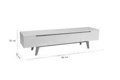 Meuble TV scandinave blanc laqué brillant et bois L180 cm MELKA