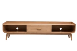 Meuble TV scandinave bois clair frêne L200 cm HALLEN