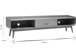 Meuble TV scandinave bois clair frêne L200 cm HALLEN