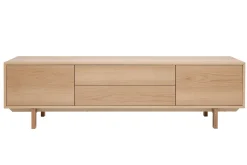 Meuble TV scandinave bois clair chêne 2 portes 2 tiroirs L180cm SID